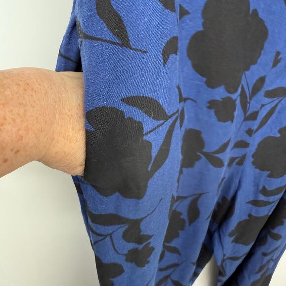 Target X Kate Spade One Shoulder Floral Jumpsuit Women's Sze 16 Blue Linen Blend - Picture 5 of 10